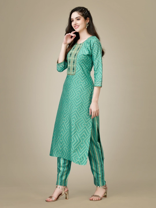 Stylish Partywear Ladis Kurti Paijama Set uploaded by The Shopping Icon on 6/18/2023