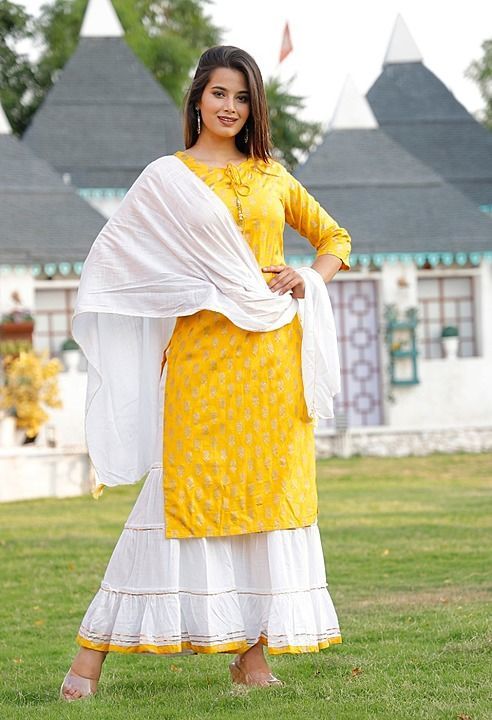 Post image Hey! Checkout my new collection called Reyon kurti with shara and dupatta.