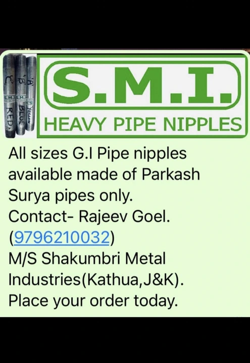 GI pipe nipples uploaded by M/S Shakumbri Metal Industries,Kathua on 6/18/2023