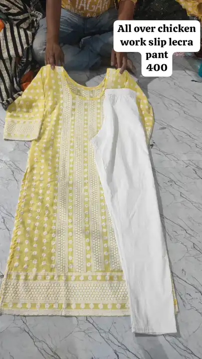Chicken kurti with stretchable pant  uploaded by Robin Leggings on 5/31/2024