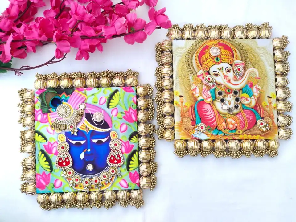 GWall stick ons  / floor rangoli platters  ...
Size 9 *9 inches 
Made  on fabric...detailing with ku uploaded by Shrinath self help group on 6/18/2023