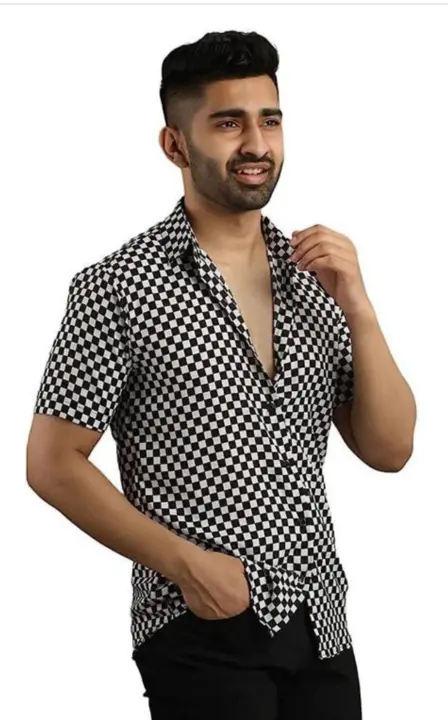 Without Pocket Summer Lycra Half Sleeve Black White Checked Printend Shirt For Men
Name: Without Poc uploaded by business on 6/18/2023