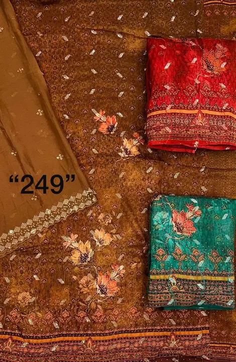 Piyor chinon suit with digital print with side cut work boarder duppata  uploaded by Collection BY AARFA on 6/19/2023