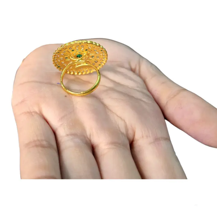 Khama Ghani Outlets Special Gold Handmade Polish Jadau High Quality Indian Traditonal Rings / Green  uploaded by KHAMA GHANI OUTLETS on 6/19/2023