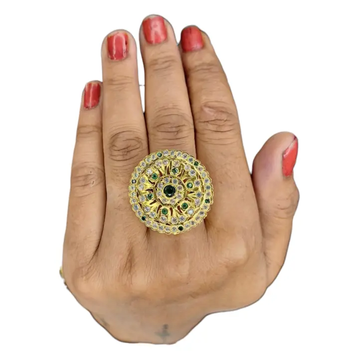  Khama Ghani Outlets Special Gold Handmade Polish Jadau Traditional Ring uploaded by business on 6/19/2023