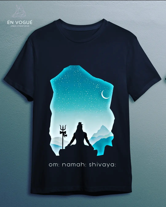 "OM NAMAHA SHIVAY" navy blue half sleeve Tshirt uploaded by business on 6/19/2023