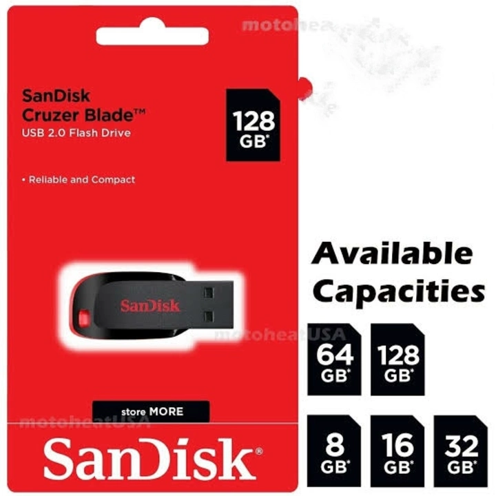 Sandisk Cruzer Blade CZ50 pendrive*SANDISK CZ-50 PENDRIVE*
*8GB-130*
*16GB-155*
*32GB-165*
*64GB-175 uploaded by EKVIRA ENTERPRISES on 6/19/2023