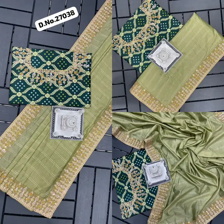*🥻WE ARE LAUNCHING NEW SUPERHIT EMBROIDERY LACE BORDER SAREE WITH VISCOSE ZARI WEAVING FABRIC,BANDH uploaded by Maa Arbuda saree on 6/19/2023