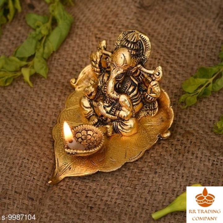 Ganesh on Pipal leaf with Diya uploaded by RR TRADING COMPANY on 3/14/2021
