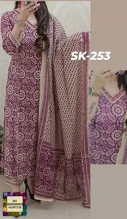 Hand block printed afgani 3 pcs kurti with pent and dupatta  uploaded by PANIHARI COLLECTION CENTRE on 6/19/2023