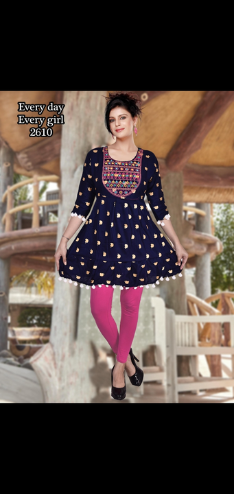 Short kurti with bundi and neck work fancy designer work  uploaded by Radha Creation , Maira sales for Readymade items on 6/19/2023