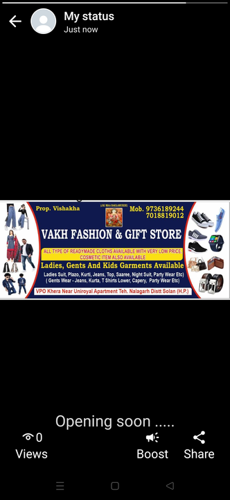 Visiting card store images of VAKH FASHION and GIFT STORE