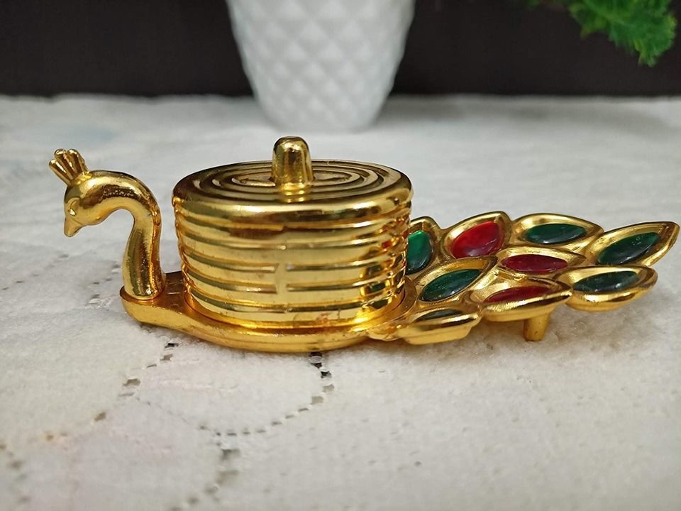Metal Golden Roli chawal peacock shape Box uploaded by RR TRADING COMPANY on 3/14/2021
