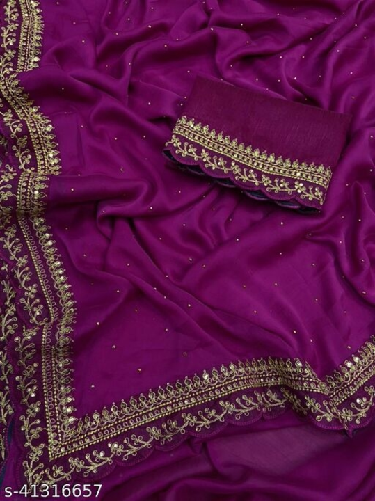 Embroidered Lace work saree uploaded by business on 6/19/2023
