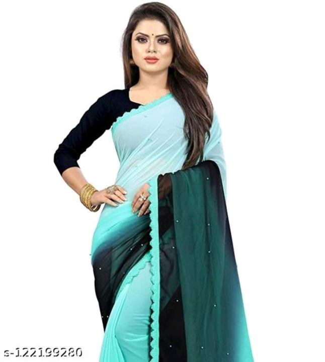 Georgette padding saree with lace border uploaded by business on 6/19/2023