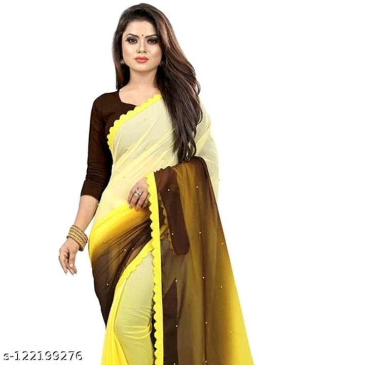 Georgette padding saree with lace border uploaded by DhNiK Creation on 6/19/2023
