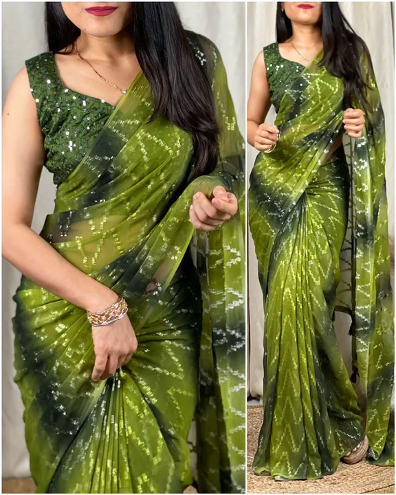 Spray print Georgette saree uploaded by business on 6/19/2023