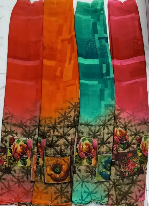 Pure weightless georgette sarees With fancy print  uploaded by N K SAREES  on 6/19/2023