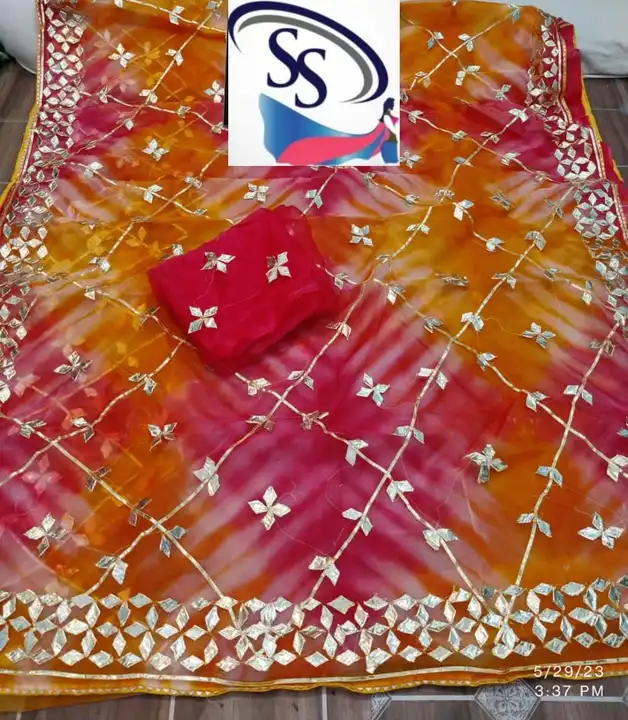 Today sale price 
🤯😳New launch designer 🤯🤯             👉  pure organza  saree 
                 uploaded by Gota Patti manufacturing on 6/19/2023