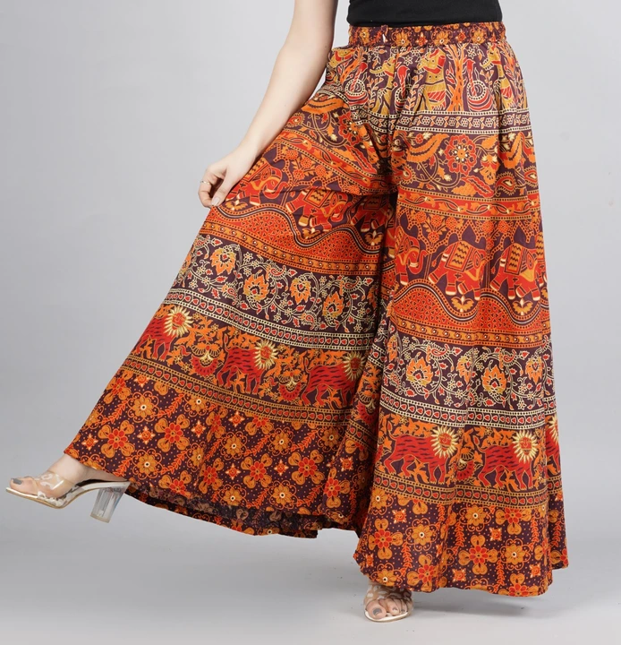 Naptol print Palazzo
Length 39inch
Size: Free 
Fabric: cotton
Waist fit upto 42inch
Price : 230+5%GS uploaded by Ganpati handicrafts  on 6/20/2023