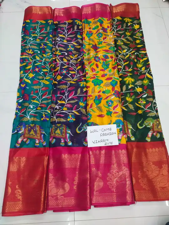 Juth cottan saree with jeqard bodar uploaded by business on 6/20/2023