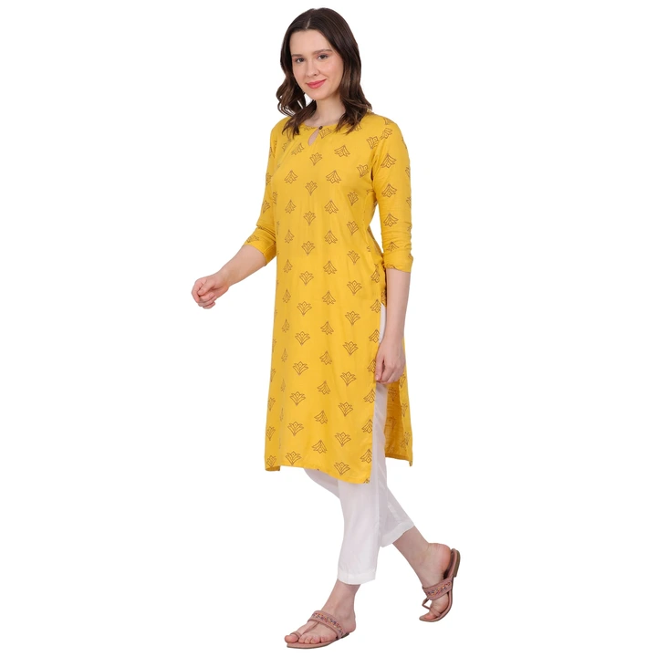 Rayon Floral Print Long Kurti with White Pant uploaded by MI GROUP GARMENTS on 6/20/2023