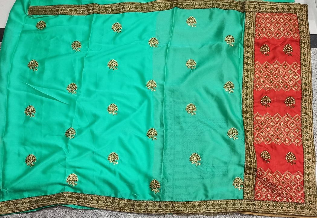 Chiffon saree with embroidery work and designer blouse uploaded by business on 3/14/2021