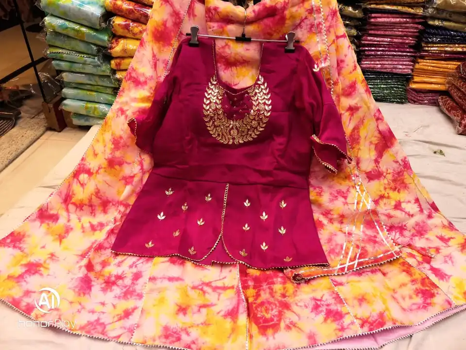 Pure upasa silk 12 Kali lehnga whith pepalampure hand gota pati work fhull sathich  uploaded by Narayan and sons jaipur rajasthan india on 6/20/2023
