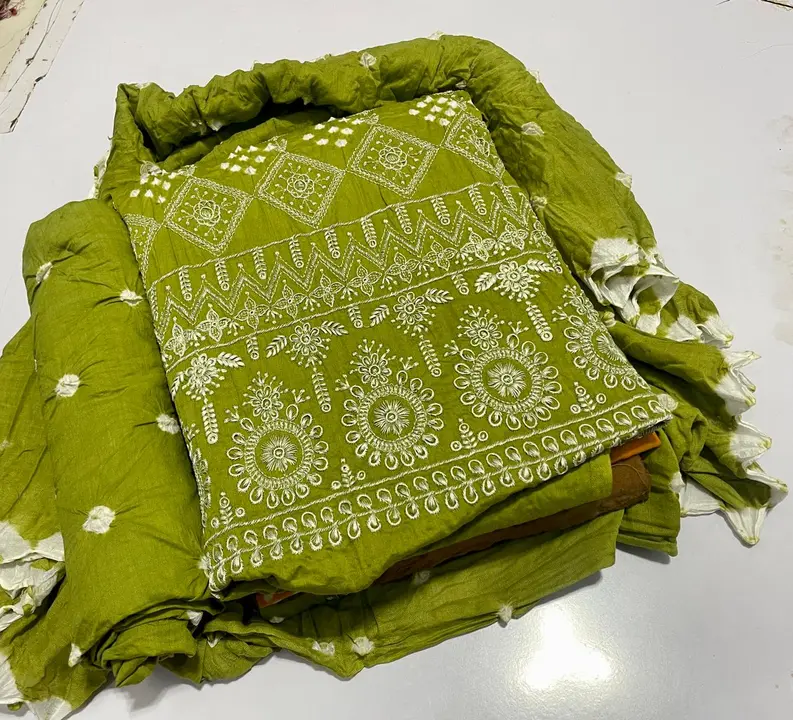 luckhnavi bandhani dress material uploaded by JAY K ART on 6/20/2023