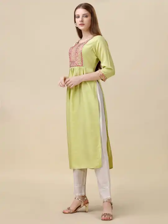 NAYRA KURTI WITH EMBROIDERY WORK uploaded by Rang Bhoomi on 6/20/2023