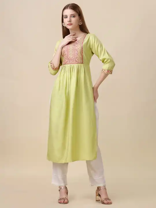 NAYRA KURTI WITH EMBROIDERY WORK uploaded by Rang Bhoomi on 6/20/2023