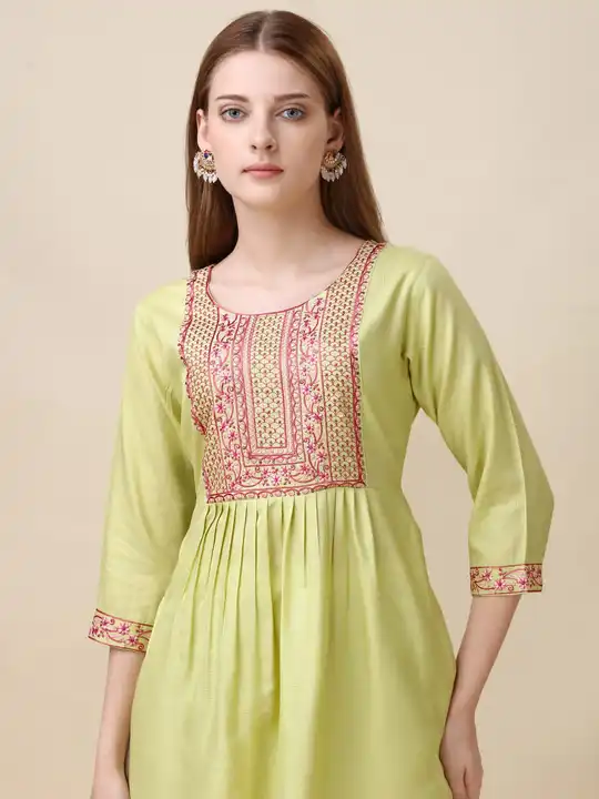 NAYRA KURTI WITH EMBROIDERY WORK uploaded by Rang Bhoomi on 6/20/2023
