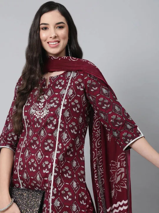 Ladies Rayon adda work  kurti pant duppata set
Size: M,L,XL,XXL
length: 44inch
Work: adda work
Sleev uploaded by Ganpati handicrafts on 6/20/2023