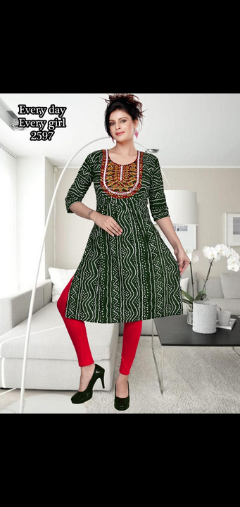 Nayra cut kurtis printed embroidery straight half selevess fancy heavy regular kurtis readymate item uploaded by Radha Creation , Maira sales for Readymade items on 6/20/2023