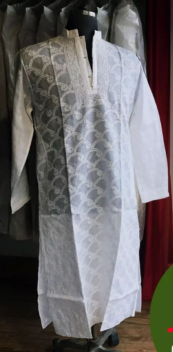 Gents chikan cotton kurta. Extra sizes also available  uploaded by business on 6/20/2023