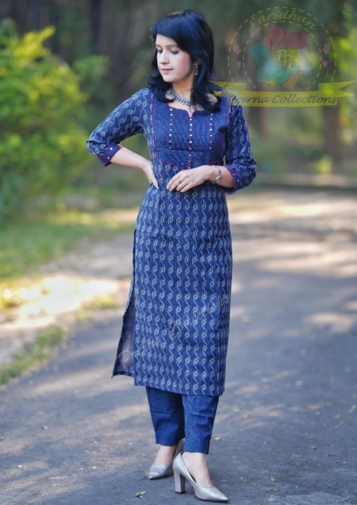 Cotton kurti with pant set  uploaded by business on 6/21/2023