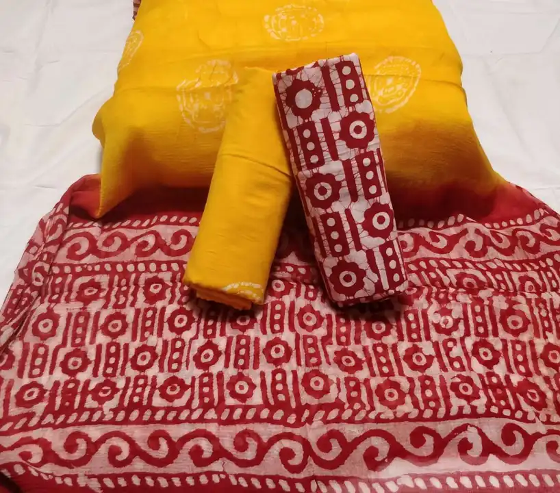 Cotton with chiffon dupatta suit  uploaded by Rikshita hand block print on 6/21/2023