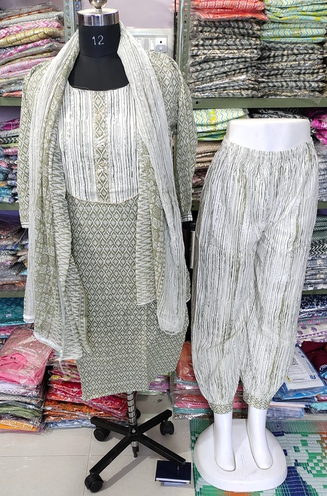 Jaipuri cotton Afgani pant kurta with duptta uploaded by business on 6/21/2023