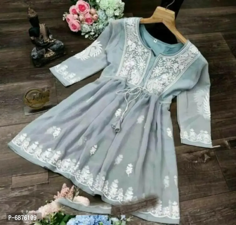 Stylish Fancy Georgette With Embroidery Design Short Kurti For Women  uploaded by VAIBHAV COLLECTIONS on 6/21/2023