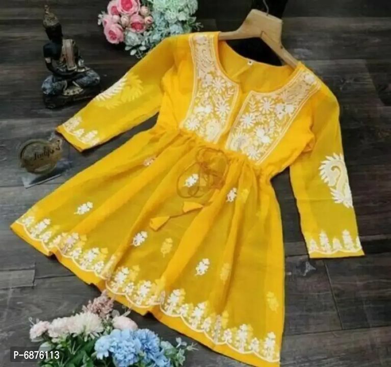 Stylish Fancy Georgette With Embroidery Design Short Kurti For Women  uploaded by VAIBHAV COLLECTIONS on 6/21/2023