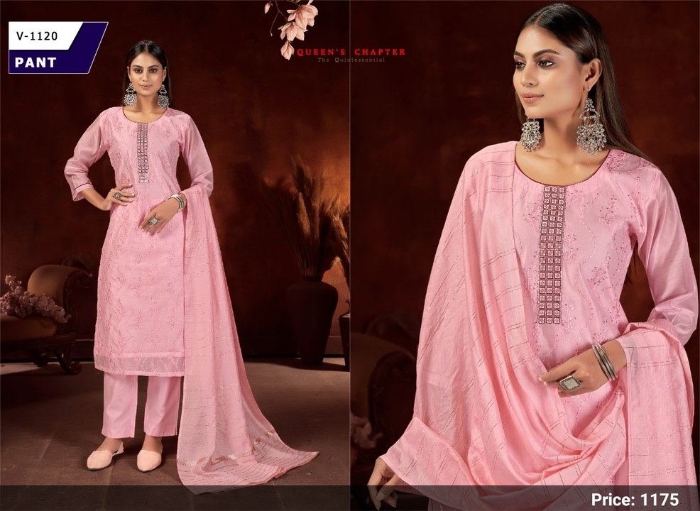 Light pink colour Modal Chanderi designer Straight Suits set uploaded by V B Sons on 6/21/2023