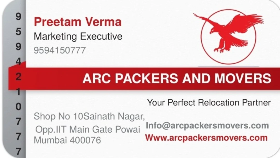 Visiting card store images of Arc Packers and Movers