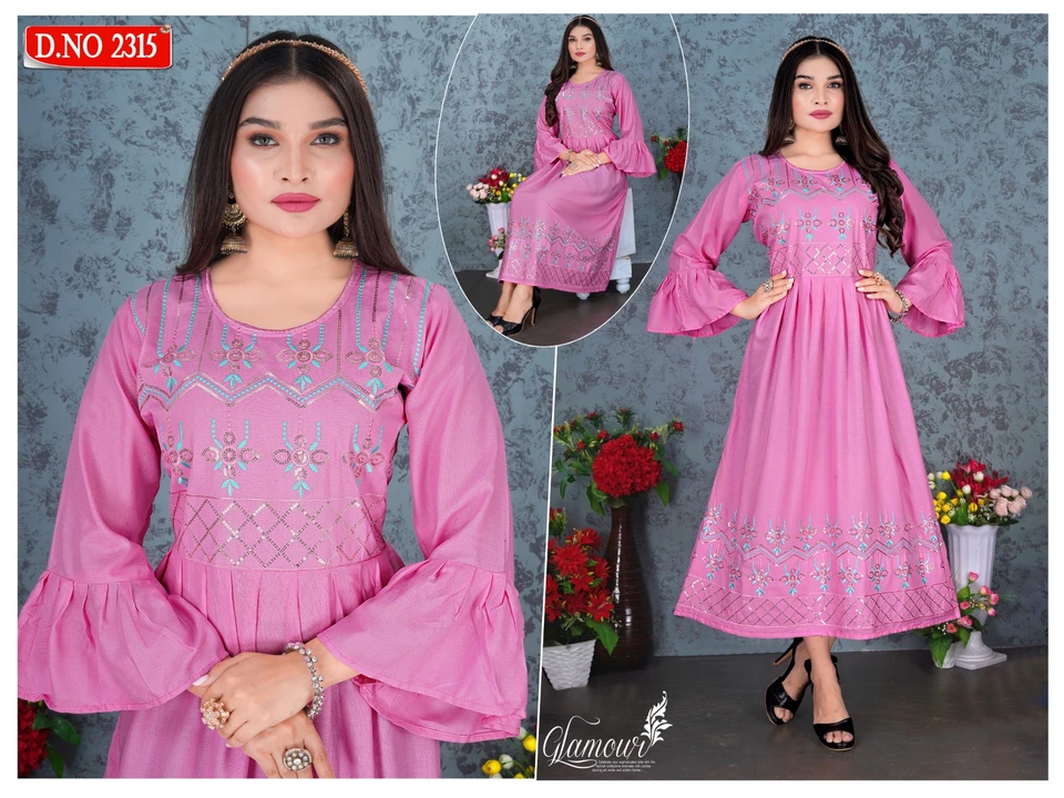 Rayon work Gowns  uploaded by Ekveera Fashion on 6/21/2023