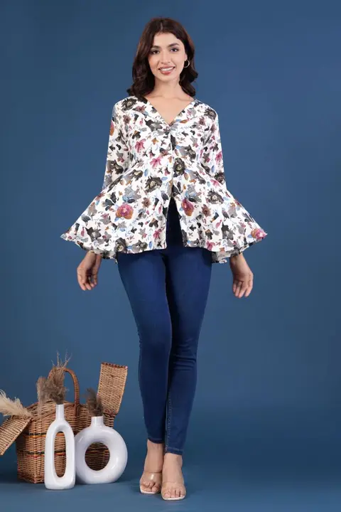 Rayon foil print heavy quality short button tops  uploaded by Radhe international on 6/21/2023