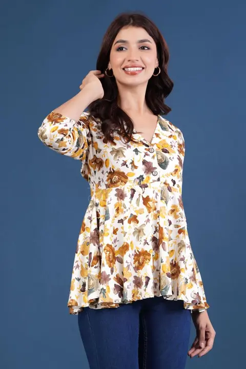 Rayon foil print heavy quality short button tops  uploaded by Radhe international on 6/21/2023