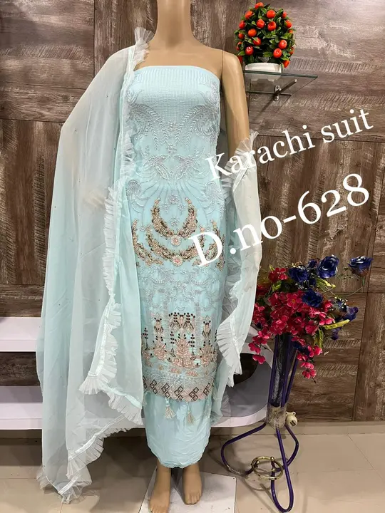 Karachi suit uploaded by Heena fashion house on 6/21/2023