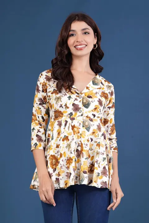 Rayon foil print short top with openable button uploaded by Radhe international on 6/21/2023