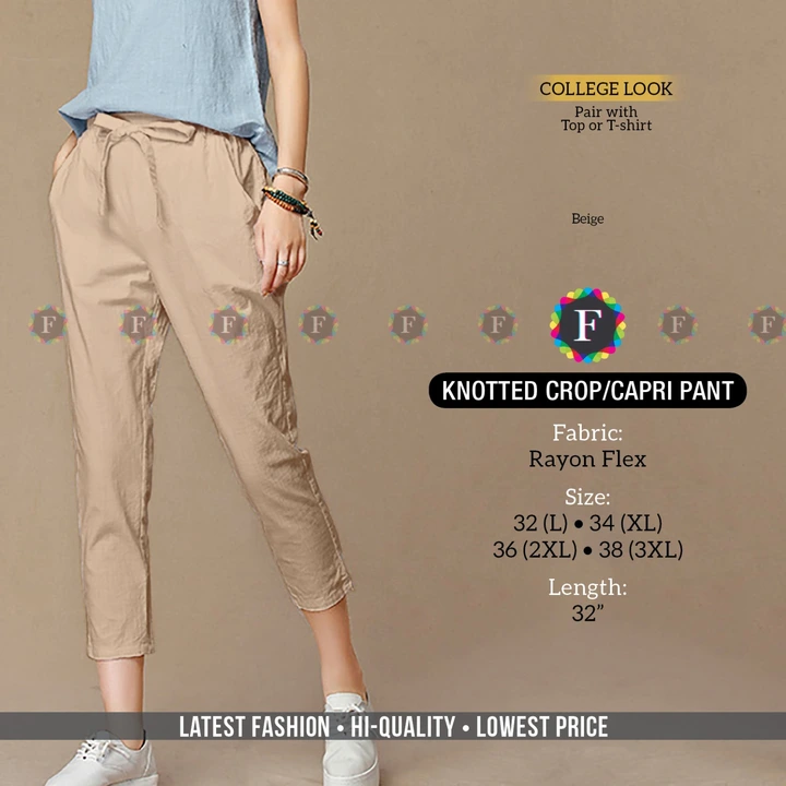Knotted crop capri pant uploaded by Rise earth india on 6/21/2023
