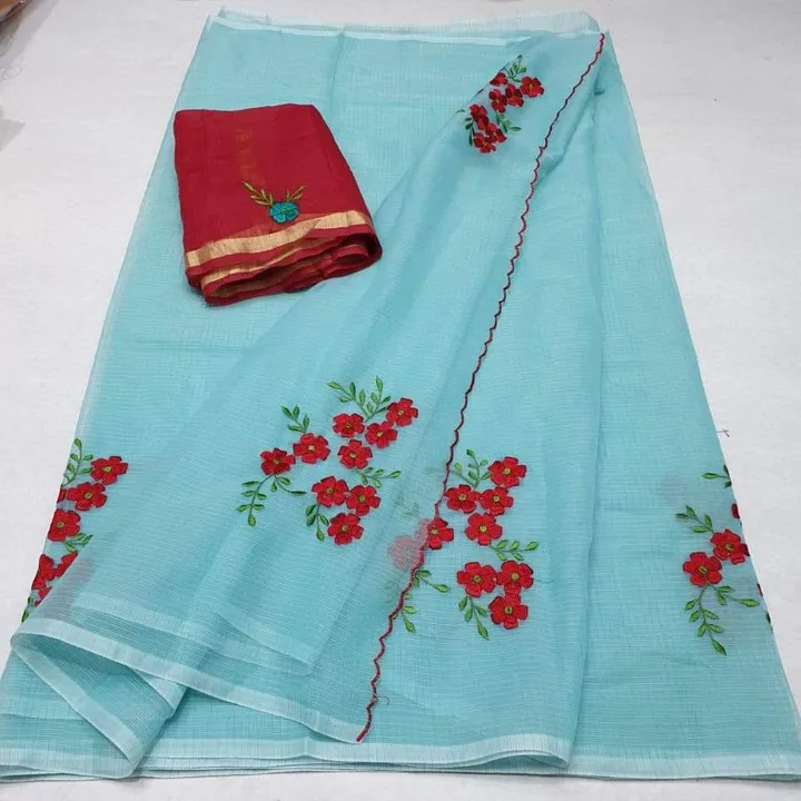 Kota doria embroidery work saree  uploaded by business on 6/21/2023