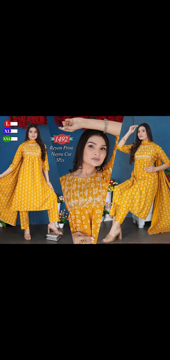3 pcs pant dupatta kurti sets work nayra cut sets heavy work designer fancy  uploaded by Radha Creation , Maira sales for Readymade items on 6/21/2023
